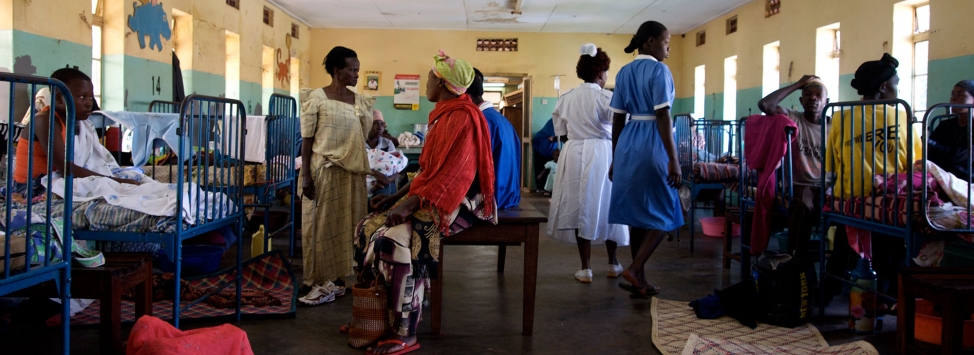 nurses attending patients at a hospital in Uganda