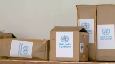 Packages with World Health Organization labels