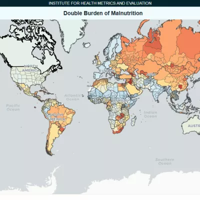 world map showing rates of overweight in children less than 5 years old per country