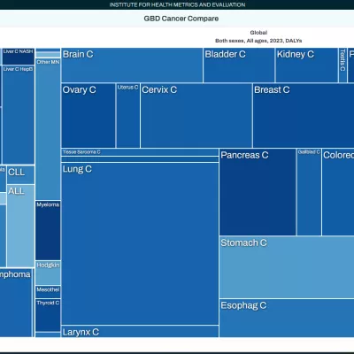 Screenshot of the GBD Cancer Compare data visualization