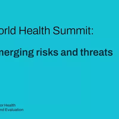 Video cover with title: Word Health Summit: Emerging risks and threats