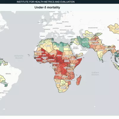 world map showing mean rates of under-5 mortality